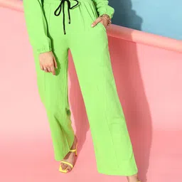 STREET 9 Women Lime Green Solid Trousers-image-54