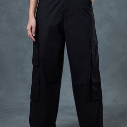 Bewakoof Women Baggy Oversized Cargo Parachute Pants-image-32