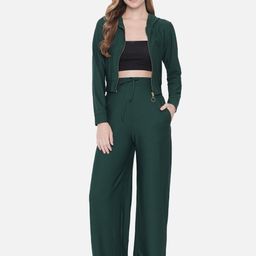 Orchid Blues Women Green Loose Fit High-Rise Trousers-image-99