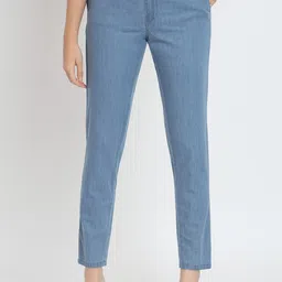 BAESD Women Slim Fit High Rise Plain Denim Cotton Cigarette Trousers-picture-8