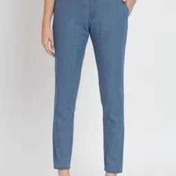 BAESD Women Slim Fit High Rise Denim Cotton Cigarette Trousers-picture-9