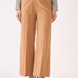 SALT ATTIRE Women Relaxed Mid-Rise Easy Wash Cotton Parallel Trousers-image-14