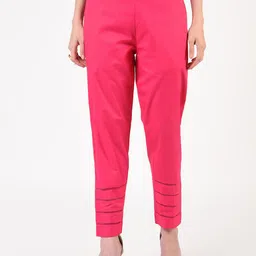 FLOREOS Women Embroidered Relaxed Easy Wash Trousers-image-69