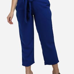 Smarty Pants Women Blue Tie Up Trousers-image-41