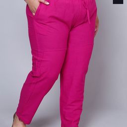 Prin Fashion House Women Pack Of 2 Plus Size Relaxed Straight Leg Pure Cotton Trousers-image-125