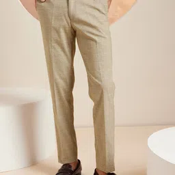 DENNISON Men Checked Smart Tapered Fit Easy Wash Formal Trouser-image-63