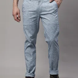 Majestic Man Smart Textured Mid Rise Slim Fit Cotton Trousers-image-43