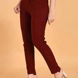 FUBAR Women Mid Rise Relaxed Slim Fit Easy Wash Cigarette Trousers-image-55