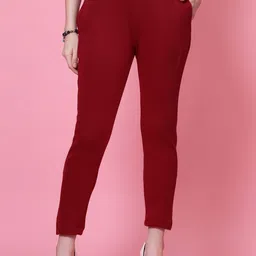 Clora Creation Women Maroon Smart Easy Wash Trousers-image-95