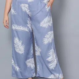 Indietoga Women Plus Size Floral Printed Comfort Easy Wash Parallel Trousers-image-19