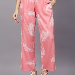 Indietoga Women Floral Printed Comfort Easy Wash Parallel Trousers-image-69