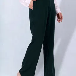 FITHUB Women Relaxed Flared High-Rise Easy Wash Bootcut Trousers-image-26