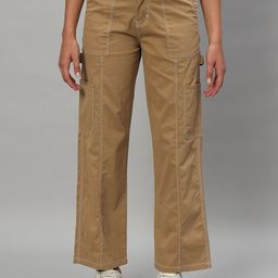 Chemistry Women Relaxed Loose Fit High-Rise Easy Wash Cargos Trousers-image-85
