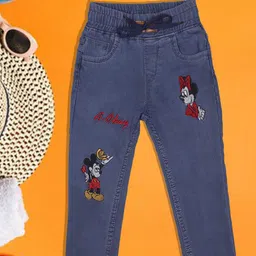 A-Okay Boys Minnie & Mickey Mouse Embroidered Slim Fit High Rise Easy Wash Denim Trousers-image-73