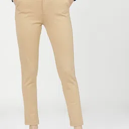 Tokyo Talkies Women Beige Slim Fit High-Rise Easy Wash Trousers-image-45