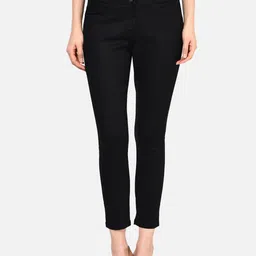 Castle Lifestyle Women Black Smart High-Rise Easy Wash Trousers-image-26