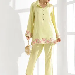 Anouk Floral Embroidered Shirt Collar Tunic With Trouser-picture-15
