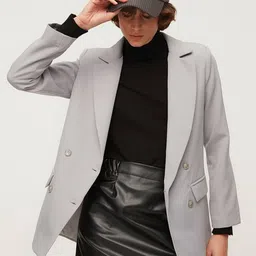 Trendyol Notched Lapel Collar Double-Breasted Blazers-picture-36