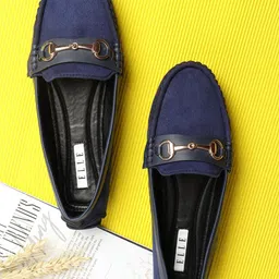 ELLE Women Navy Blue Textured Loafers-picture-13