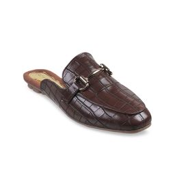 Catwalk Women Brown Croc Textured Mules-38