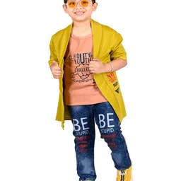 BAESD Boys Typography Printed T-shirt & Trousers With Jacket-image-10
