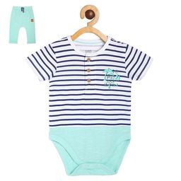 MINI KLUB Boys Pack Of 2 Striped Pre Cotton T-shirt with Trousers-image-12
