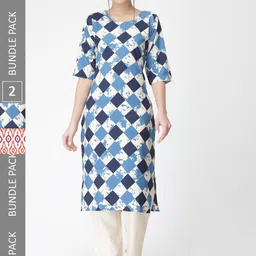 KALINI Pack Of 2 Geometric Printed Kurta With Trousers-picture-52