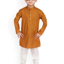 SG YUVRAJ Boys Gold-Toned Striped Kurta with Trousers-picture-42