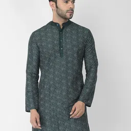 DEYANN Men Green Printed Kurti with Trousers-image-61