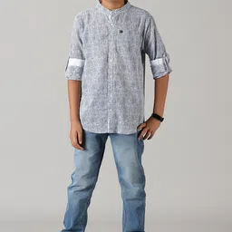 KiddoPanti Boys Printed Pure Cotton Shirt with Trousers-picture-9