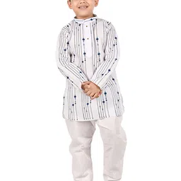 BAESD Boys Striped Printed Mandarin Collar Regular Pure Cotton Kurta with Trousers-picture-54