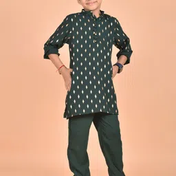 misbis Boys Geometric Printed Mandarin Collar Kurti with Trousers-picture-57