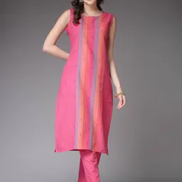 Stylum Striped Sleeveless Kurta With Trousers-49