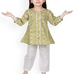 BAESD Girls Ethnic Motifs Printed A-Line Cotton Kurta with Trousers-image-60