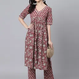 KALINI Floral Printed Empire Kurta With Trousers-picture-39