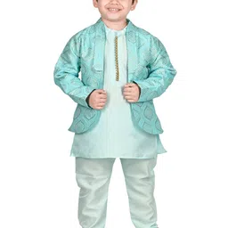 BAESD Boys Mandarin Collar Regular Straight Kurta with Trousers & Jacket-22