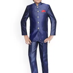 Jeetethnics Boys Navy Blue Solid 2-Piece Single-Breasted Partywear Suit-image-72