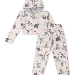 earth conscious Girls Off White & Grey Printed Pure Cotton Top with Trousers-image-65