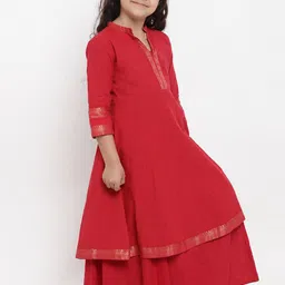 Bitiya by Bhama Girls Red Solid Pure Cotton Regular Kurta With Palazzos-picture-39