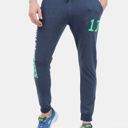 ARDEUR Men Blue Solid Cotton Regular Fit Joggers-image-5