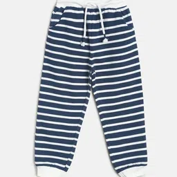 MINI KLUB Boys Navy Blue & White Striped Cotton Joggers-image-7