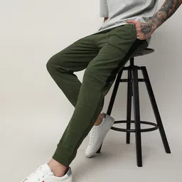 Campus Sutra Men Striped Mid-Rise Cotton Joggers-picture-14