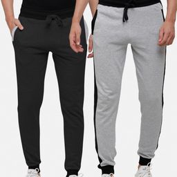 MADSTO Men Pack Of 2 Solid Slim-Fit Pure Cotton Joggers-image-26