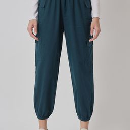 Orchid Blues Women Blue Loose Fit Pure Cotton Joggers-image-31