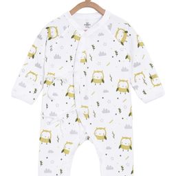 The Mom Store Infant Kids White & Grey Printed Pure Cotton Rompers-17