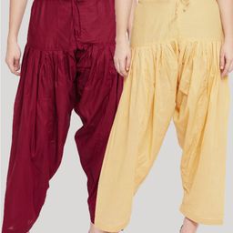 Clora Creation Women Pack Of 2 Solid Pure Cotton Salwars-image-34