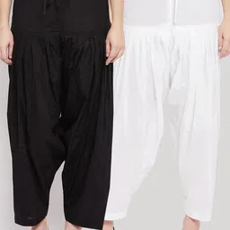 Clora Creation Women Pack Of 2 Solid Pure Cotton Salwars 100% Cotton-image-52