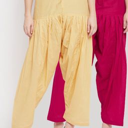 Clora Creation Women Pack Of 2 Solid Pure Cotton Salwars-image-55