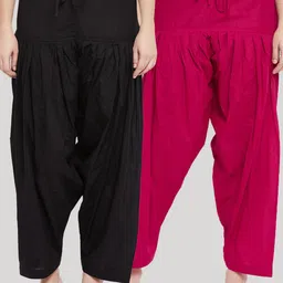 Clora Creation Women Pink & Black Pack Of 2 Solid Pure Cotton Salwars-image-45