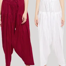 Clora Creation Women Pack Of 2 Solid Loose Fit Pure Cotton Salwars-image-58